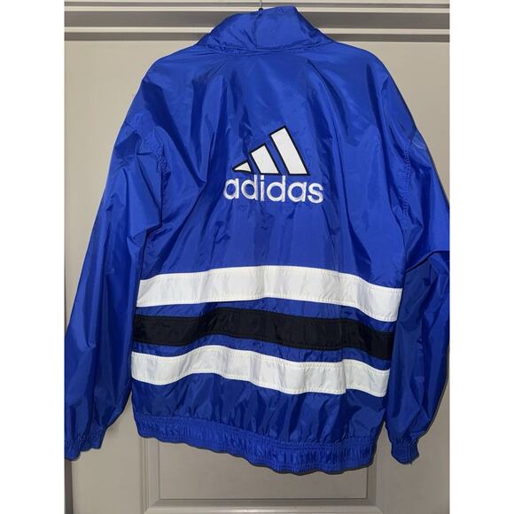 Vintage Adidas Windbreaker Jacket With Hidden Hoodie Size Large - Picture 1 of 5
